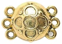 Shipwreck Beads Pewter 3-Strand Round Magnetic Clasp, Metallic, Gold, 13 by 18mm