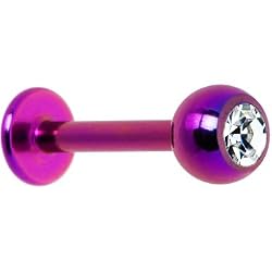 Purple Anodized Titanium Clear Gem Labret Monroe