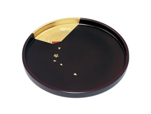 10.0丸盆　溜　ひらり　（漆塗・木質）