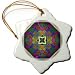 PSYCHEDELLICA 04 psychedellic flower floral blue red yellow hippie FlowerPower retro oriental india - 3 Inch Snowflake Porcelain Ornament