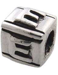 Zable(tm) Sterling Silver Block E-Letter Bead / Charm