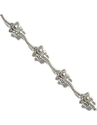 .24 ct 9-3.5 mm Round White Cultured Pearl Flower Bracelet