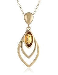 18k Yellow Gold-Plated Sterling Silver and Genuine Madeira Citrine Oval Pendant Necklace, 18"