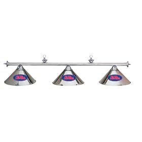 Mississippi Ole Miss Rebels 3pc CHROME POOL TABLE LIGHT LAMP W  SHADES