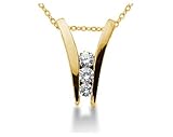 0.32CTW Diamond Three Stone Ladder Pendant in 14k Yellow Gold