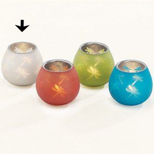 Dragonfly Flicker Votive Lantern - White (Wax or Battery Operated)