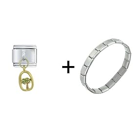 Buy Framed Palm Tree Italian Charm Bracelet by Pugster