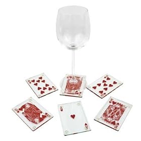 KIKKERLAND Poker Card Casino Glass Coaster Set Gift