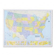 American Map 714883 Deluxe Laminated United States Political Map, 50w x 38h