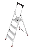 Produkt-Bild: Hailo 8724-101 Alu-Sicherheits-Haushaltsleiter ParkettLine L65P 4 Stufen - Speziell f&uuml;r alle empfindlichen B&ouml;den