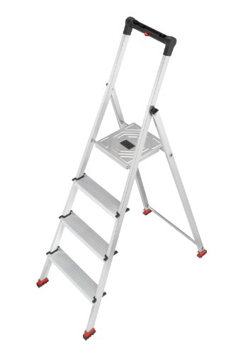 Hailo 8724-101 Alu-Sicherheits-Haushaltsleiter ParkettLine L65P 4 Stufen - Speziell für alle empfindlichen Böden