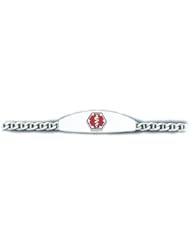 Sterling Silver Medical Alert ID Mariner Chain Bracelet - Length 8 Inch