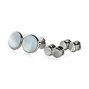 Mother of Pearl and Rhodium Silver Cufflinks and Studs