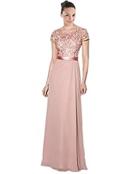 Plus Size Sexy A-line Short Sleeves Chiffon Beaded Jeweled Lace Floor Length 2015 Evening Dress/Mother-of-the-Bride Dress/Prom Dress 
