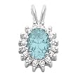 14K White Gold Aquamarine and Diamond Pendant