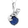 Sterling Silver Pet Ferret on Blue Lapis Gemstone Pendant