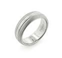 Mens Single Stripe Brushed Satin Pure Titanium Wedding Band Ring (Size 8,9,10,11,12,13,14)