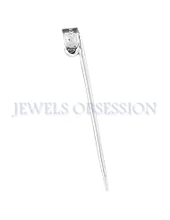Rhodium-Plated 925 Sterling Silver 3-D Toothpick Pendant