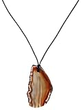 Amber Agate Pendant on Leather Cord, 18