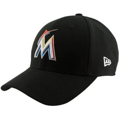 New Era Miami Marlins Logo Pinch Hitter Adjustable Adult Baseball Cap Hat Black