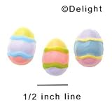 5131 tlf - 3 Assorted Mini Pastel Easter Eggs - Flat Back Resin Decoration
