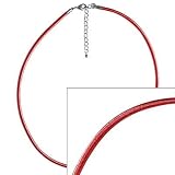 Red Cotton Satin Necklace With Silver Tone Clasp 3.4mm / 18-20 Inches