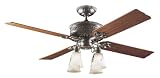 Hunter 23714 1896 Art Noveau Four-Light 52-Inch Five Blade Ceiling Fan, Antique Pewter with Clear Globes
