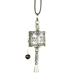 Large Silver Finish Prayer Wheel Pendant