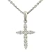 Ladies Round Diamond Cross Pendant on Chain .24cttw