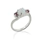 Genuine Rainbow Moonstone and Ruby Sterling Silver Ring Size 7(Sizes 7,8,9,10)