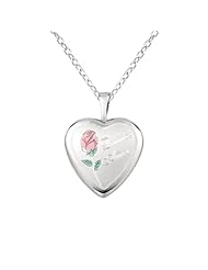 Sterling silver Heart Shaped Locket w/ Rose "Quince Anos" Necklace