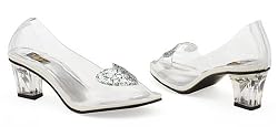 Women's 2 Inch Heel Clear Slipper With Silver Glitter Heart