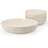 Signature Housewares Sorrento Stoneware 5-Piece Pasta Bowl Set, Ivory