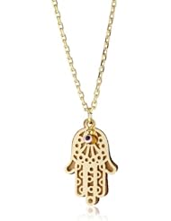 Blee Inara Wood and 18k Gold Plated Hamsa Necklace