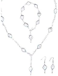 Hanfords of London Handmade Grey Pearl & Silver Necklace, Bracelet & Earrings Set. Handcrafted in the UK. Birthstone for February, June & November.