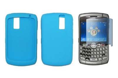Light Blue Silicone Gel Skin Cover Case + LCD Screen Protector for Blackberry Curve 8300 / 8310 / 8320 / 8330 [Accessory Export Brand]
