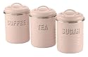 Typhoon Vintage Kitchen Small Canisters with Matching Lids, Set of 3, Pink