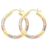 14k Tri-color Gold 3mm Diamond-cut Earrings