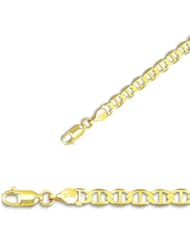 7" 14K Yellow Gold 4.5mm (3/16") Polished Diamond Cut Marina Link Chain w/ Lobster Clasp