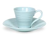 Sophie Conran by Portmeirion 8-Ounce Teacups and Saucers, Set of 4, Celadon