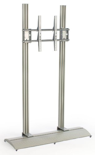 Brushed Aluminum TV Stand with Wheels for 42 inch to 72 inch Monitors - Silver