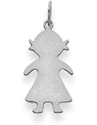 14K WG Plain Small .018 Gauge Engravable Girl Charm