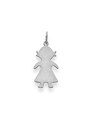 14K White Gold Plain Medium .013 Gauge Engravable Girl Charm Cyber Monday Special
