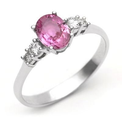 18k White Gold 5 Stone Pink Sapphire and Diamond Ring Size 7 18k White Gold 5 Stone Pink Sapphire and Diamond Ring Size 7