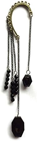 Punk Retro Black Gemstone Beads Tassels Ear Wraps Ear Cuffs Dangling Earrings, Birthday Gift