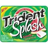 Trident Splash Sugar Free Gum, Summer Spearmint - 9 Sticks / Pack, 10 ea
