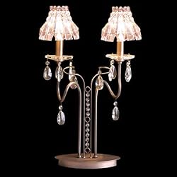 Lumax Lighting 0223TA-16AC 2L Ant. Copper Egyptian Empire Color Crystals Table Lamp