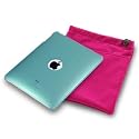 APPLE IPAD 3 PC EXECUTIVE ACCESSORY PACK - BLUE TRANSPARENT BACK  COVER CASE, SCREEN PROTECTOR, PINK POUCH PART OF THE QUBITS ACCESSORIES  RANGE