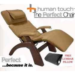 The Human Touch Power Electric Perfect Chair Recliner - PC95 / PC-095 Dark Walnut Recline Wood Base Mocha Leather Pads - Interactive Health Zero Anti Gravity Chair
