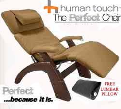 The Human Touch Power Electric Perfect Chair Recliner - PC95 / PC-095 Dark Walnut Recline Wood Base Mocha Leather Pads - Interactive Health Zero Anti Gravity Chair